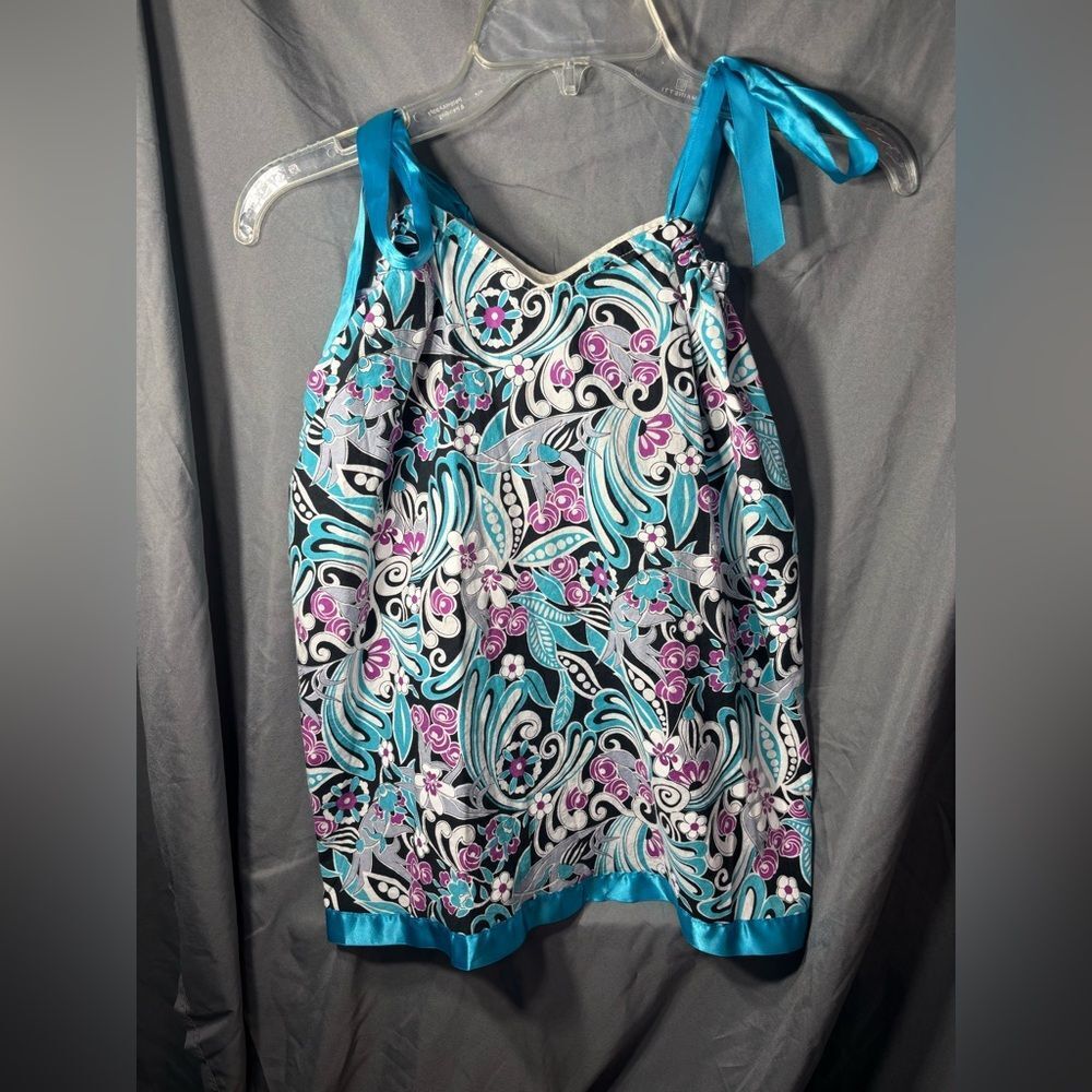 Turquoise & Purple Floral Dress Size 5 EPC